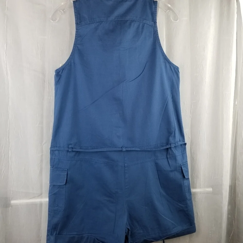 Unique Edition sleeveless jumpsuit/romper cargo pockets Sz M Slate blue